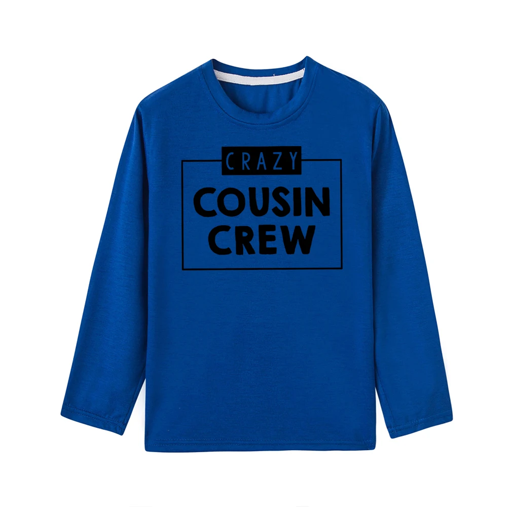 52B9-KLTBU- Детская футболка Crazy Cousin Crew; модная футболка с длинными рукавами для малышей; одинаковые футболки для мальчиков; Детские повседневные футболки с круглым вырезом - Цвет: 52B9-KLTBU-