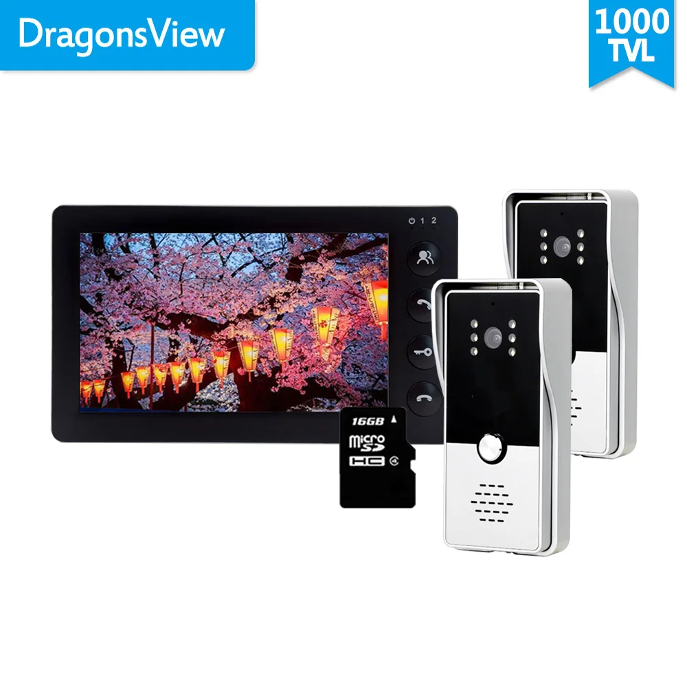 Видеодомофон Dragonsview 7 дюймов с 2 камерами дверной звонок уличная станция