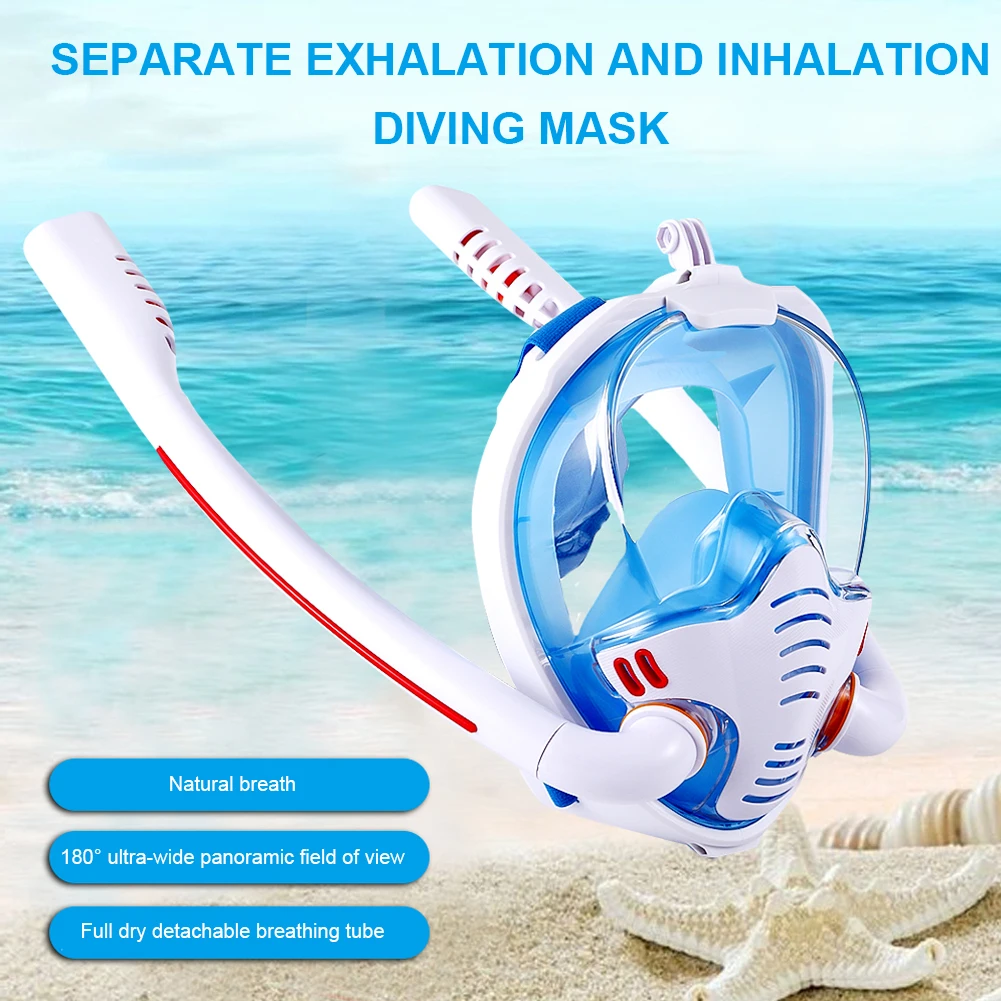 

New Swimming Mask Adult Men Women Snorkel Mask Double Breath Mascara Tube Silicone Full Dry Scuba Diving Goggles Equipment