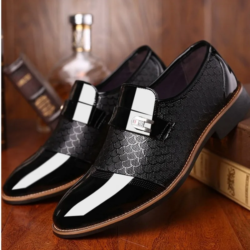 

Men's Shoes Leather Embossing Classic Fashion Luxury Men Shoes Wear Resistant Non Slip Mans Footwear Anti-slip Black Shoes