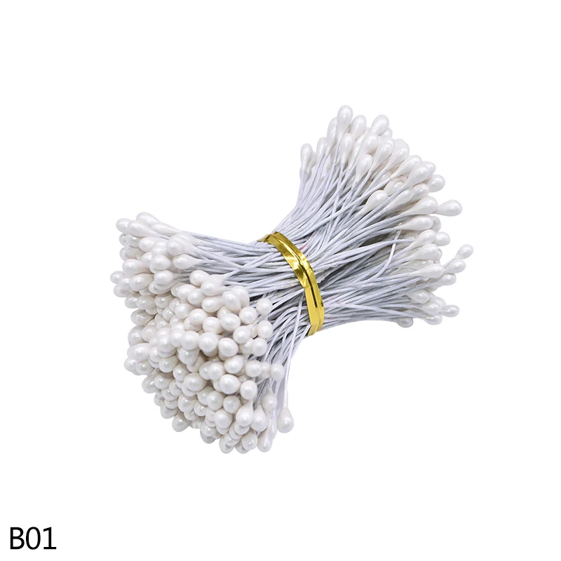 B03 white 130/260 шт, толщина 3 мм, маленький искусственный цветок Искусственные тычинки цветочный Рисунок с изображением рождественского цветка, тычинки Свадебные украшения для самодельного изготовления - Цвет: B03 white