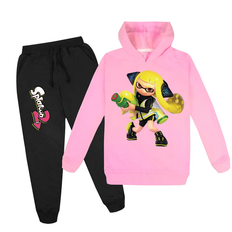 Conjunto de sudadera con capucha para ni&ntilde;os y ni&ntilde;as, conjunto de pantalones de juego de dibujos animados, sudadera con Tops y pantalones, conjunto de 2 piezas, novedad, gran oferta-0