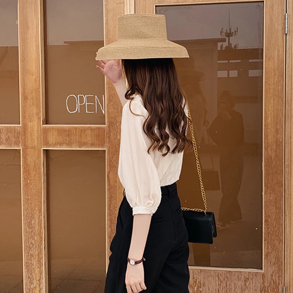 

Chiffon Single-breasted Elegant clothes Half sleeve Shirts Solid Color Polyester V Neck Blouses Casual New Slim Western style