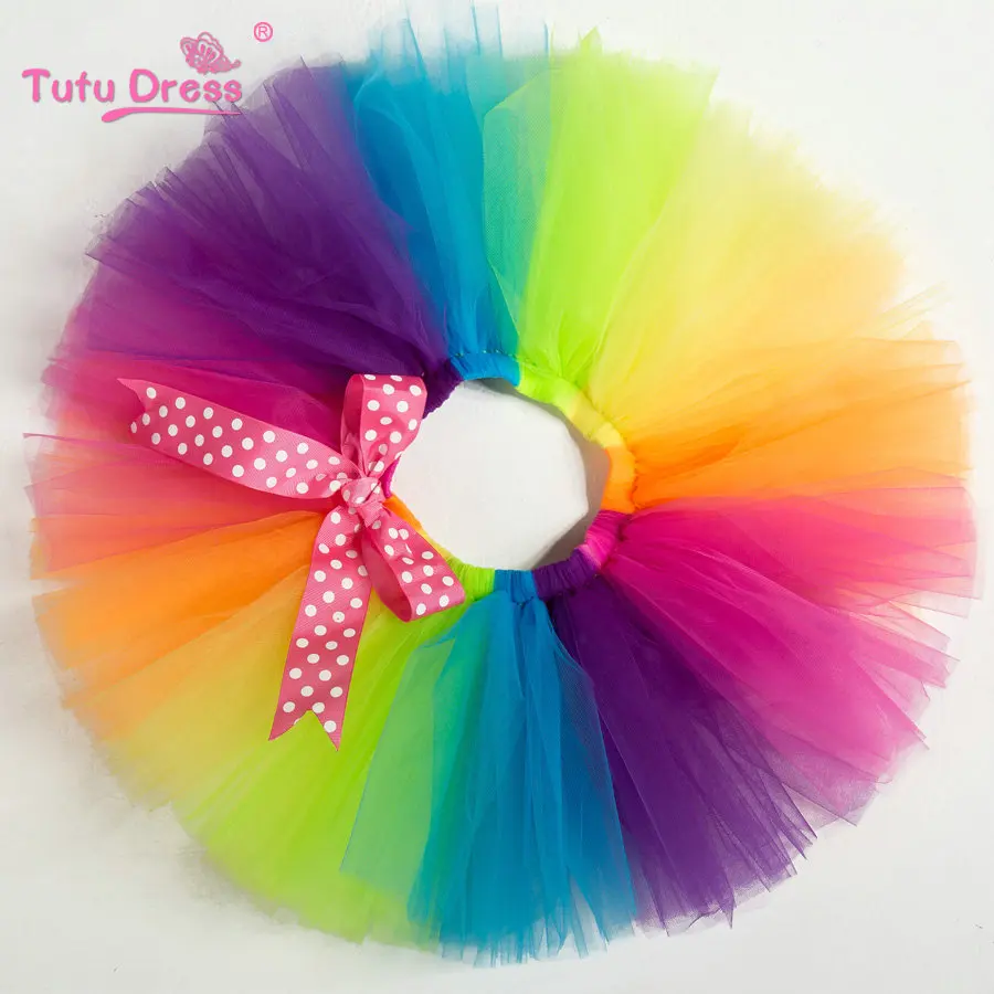Радужная юбка пачка для девочек разноцветная принцессы детская одежда пышная