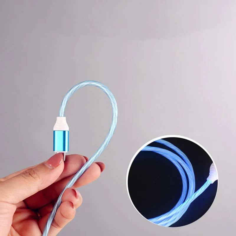 Tutew светящийся кабель LED струящийся Micro USB Type C провод для быстрой зарядки телефона