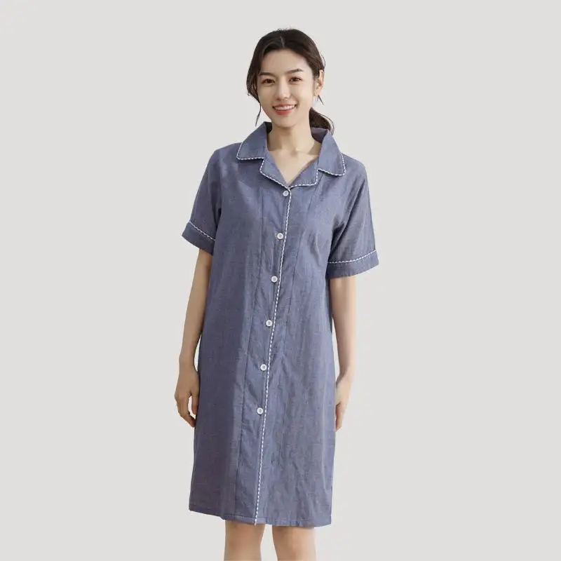 

100% Cotton Ladies Nighties Home Dress Cotton Nightgown Lace Nightwear Sleepwear 21-516