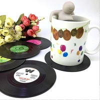 2pcs retro vinyl record heat resistant nonslip pads drinks coasters coffee cup milk mug mat home decor table decoration placemat