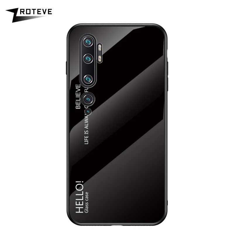 Черный Note 10 Pro Чехол Zroteve силиконовая рамка стеклянная крышка для Xiaomi mi Note 10 чехол обесцвечивающее стекло задняя крышка Xia mi Xio mi Note 10 - Цвет: Черный