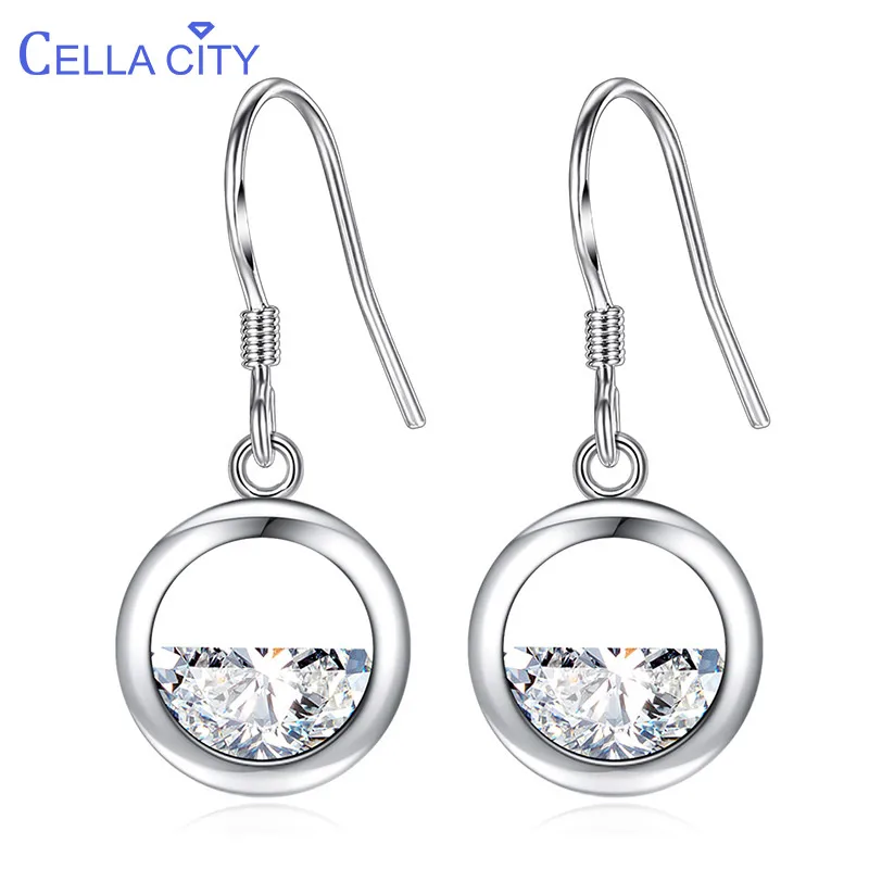 Женская Драгоценная камня с цирконием класса ААА|Серьги-подвески| |