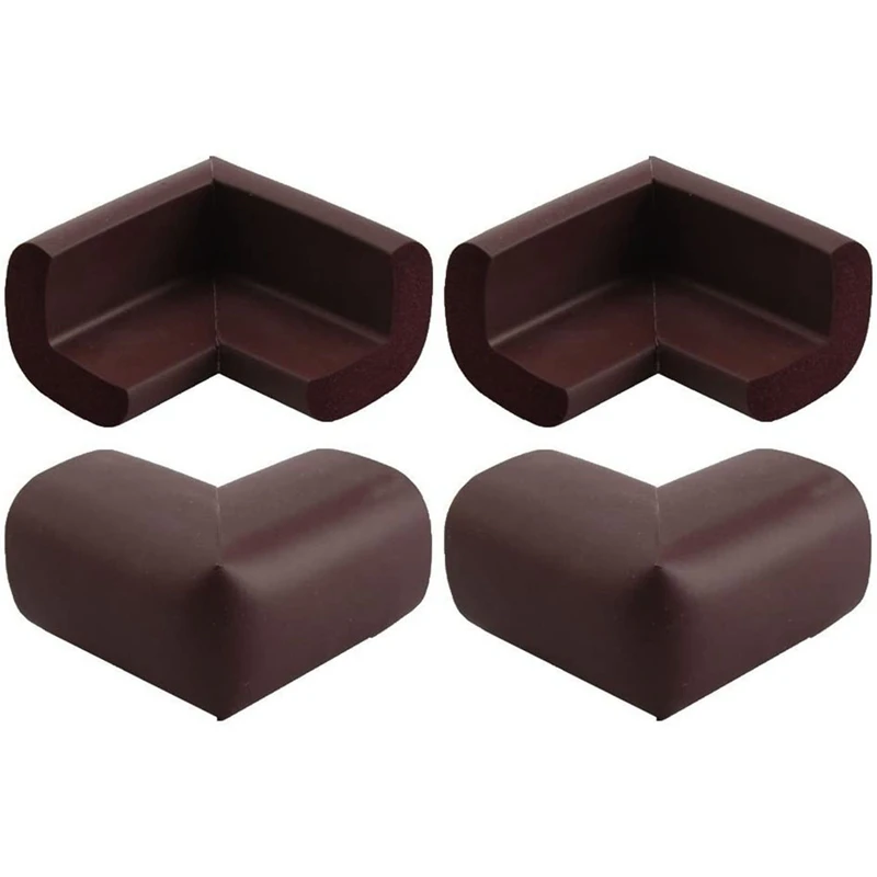 

4 Safety L Shaped Furniture Corner Protectors Brown