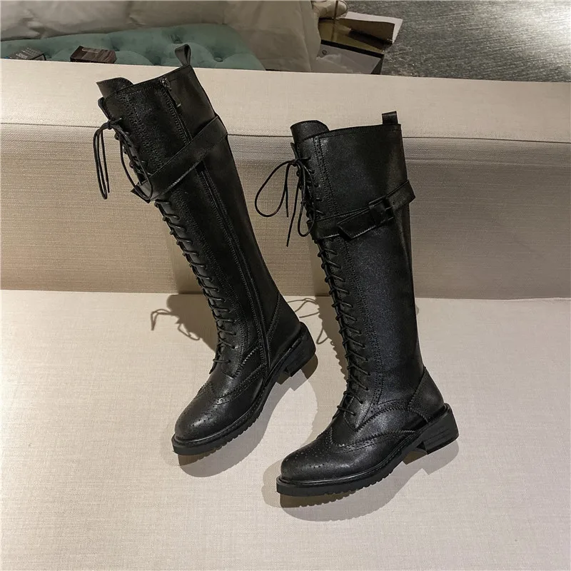 ASUMER/2020 Высококачественная обувь из натуральной кожи Женские сапоги до колена с