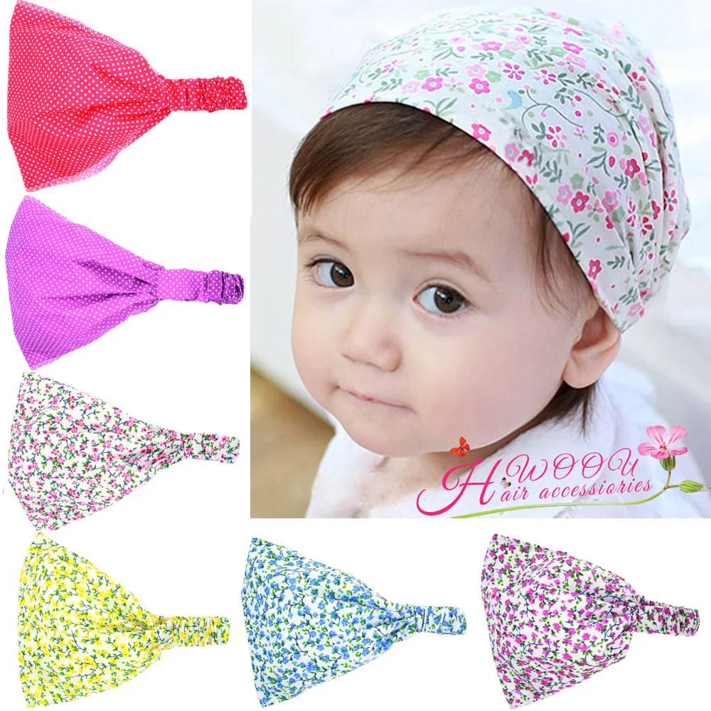 

Cute Newborn Baby Pastoral Style Printing Flower Girls Elasticity Headbands Children Hair Accessories Hair Bands Floral Scarf