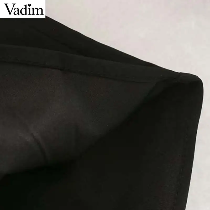 Vadim Женская Стильная черная блузка на одно плечо с длинным рукавом Однотонная