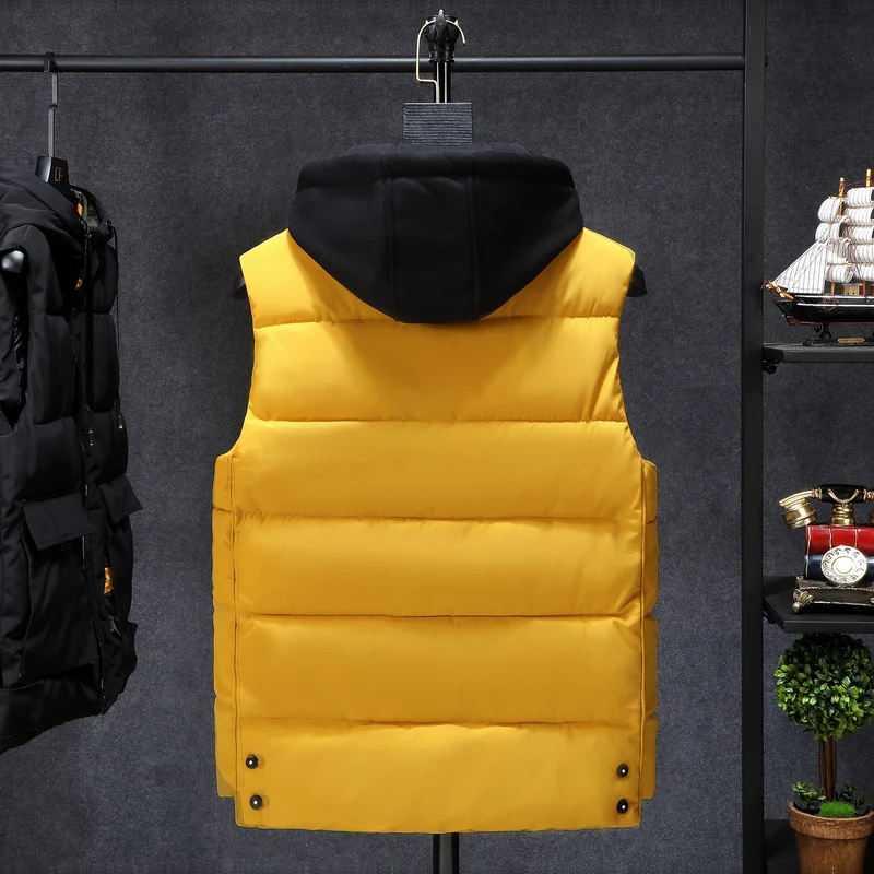 Winter Jackets Casual Mens Thick Vests Men Hoodie Coats Male Cotton Padded Warm Slim Sleeveless Waistcoat | Мужская одежда