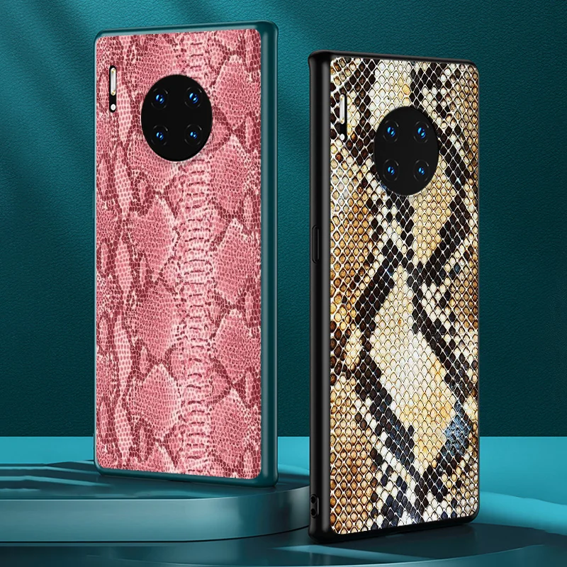 

Hot Snake Skin for Huawei Mate 40 RS 30 20 X 10 P Smart Z S Lite Pro Plus 2021 2020 2019 2018 Black Phone Case