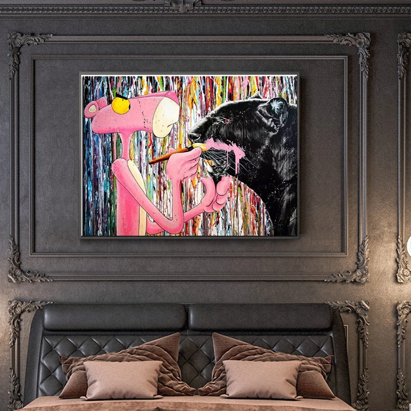 

Abstract Portrait Wall Art Canvas Painting Posters and Prints Wall Art Monky and Bear Living Room Home Decor