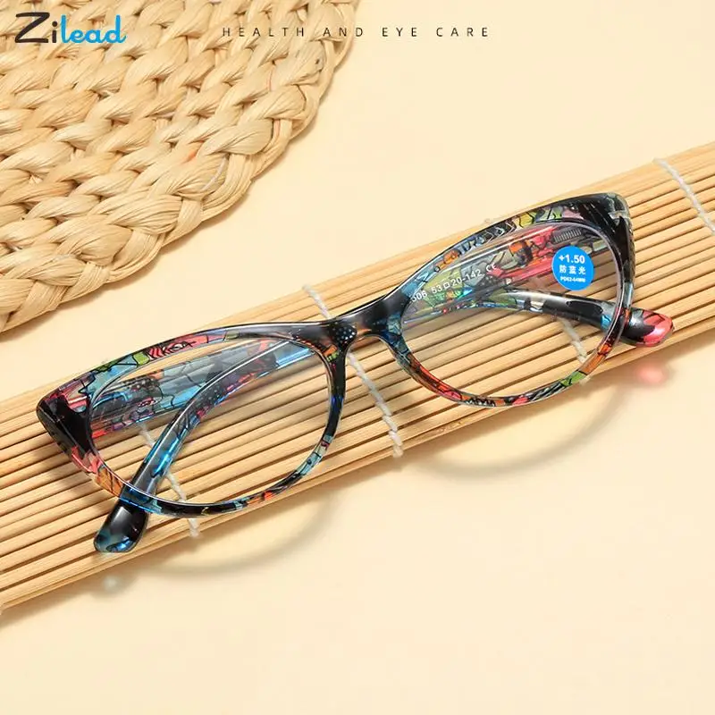 

Zilead New Reading Glasses Printed Cat Eye Reading Glasses Men Women High Quality Anti Blue Light Reading Eyewear Diopters+1~+4