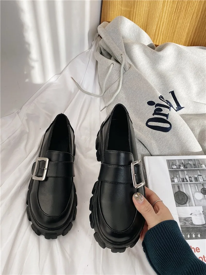 

Women's Leather shoes 2021 New autumn Japan platform shoes retro British wind casual shoes tide