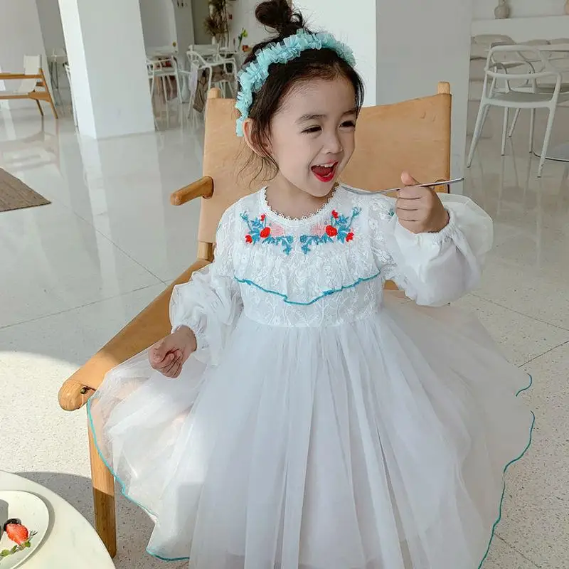 Платье для девочек на возраст 3 4 7 лет с цветочным принтом Сетчатое | Детская