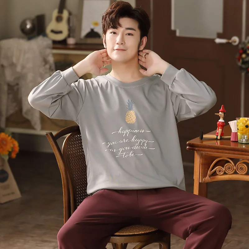 

New Suit Contracted Pure Color Cotton Wear A Household To Take Camisones Para Dormir Pyjama Homme Pigiama Uomo Szlafrok