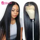 Aliborl волосы, кружевные части, парики, перуанские прямые человеческие волосы, парик, предварительно выщипанные для черных женщин, 180% плотность, Ali Pearl T Part парики