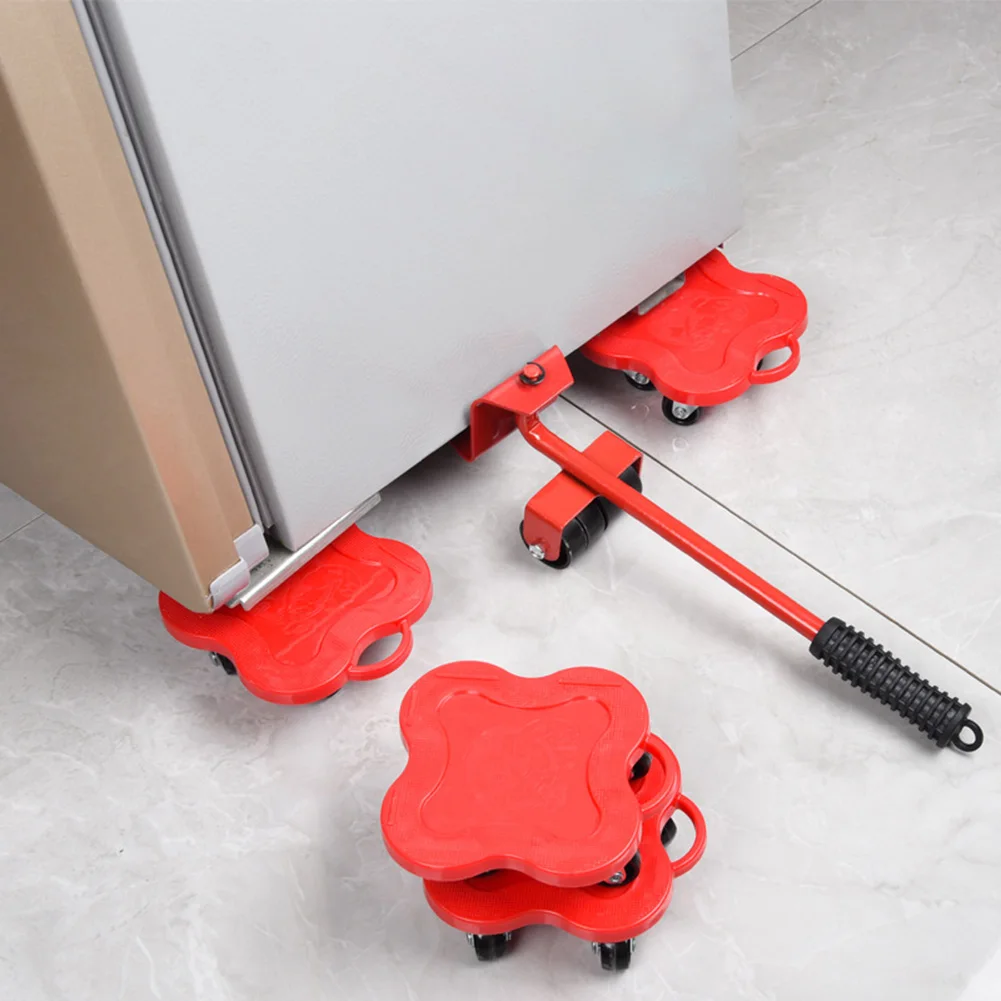 

5pcs Wheel Bar Mover Device Max Up Furniture Transport Roller Set Move House Omnidirectional Wheels Rack Tools