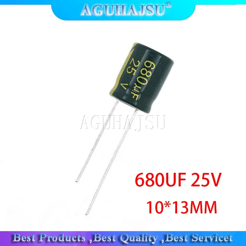 

20 шт Высокое качество 25V680UF 10X13 680 мкФ, алюминиевая крышка, 25В 10*13 мм электролитический конденсатор с алюминиевой крышкой