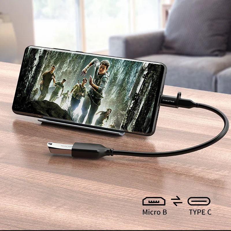 Переходник CABLETIME Micro B USB Type C M переходник type OTG адаптер для зарядки и синхронизации