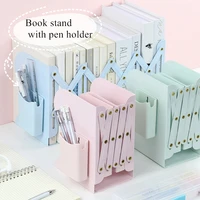 metal retractable bookends with pen holder book support stand holder shelf adjustable bookshelf magazine organizer office supply