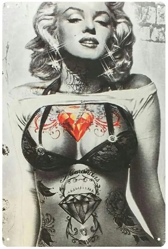 

EICOCO Marilyn Monroe Sexy Tattoo (20x30cm) Retro Metal Tin Vintage Wall Art Sign