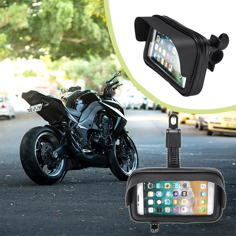 6 3 inch sun visor bike motorcycle phone holder bag waterproof bicycle handlebar stand mount pouch motorbike mobile support case free global shipping