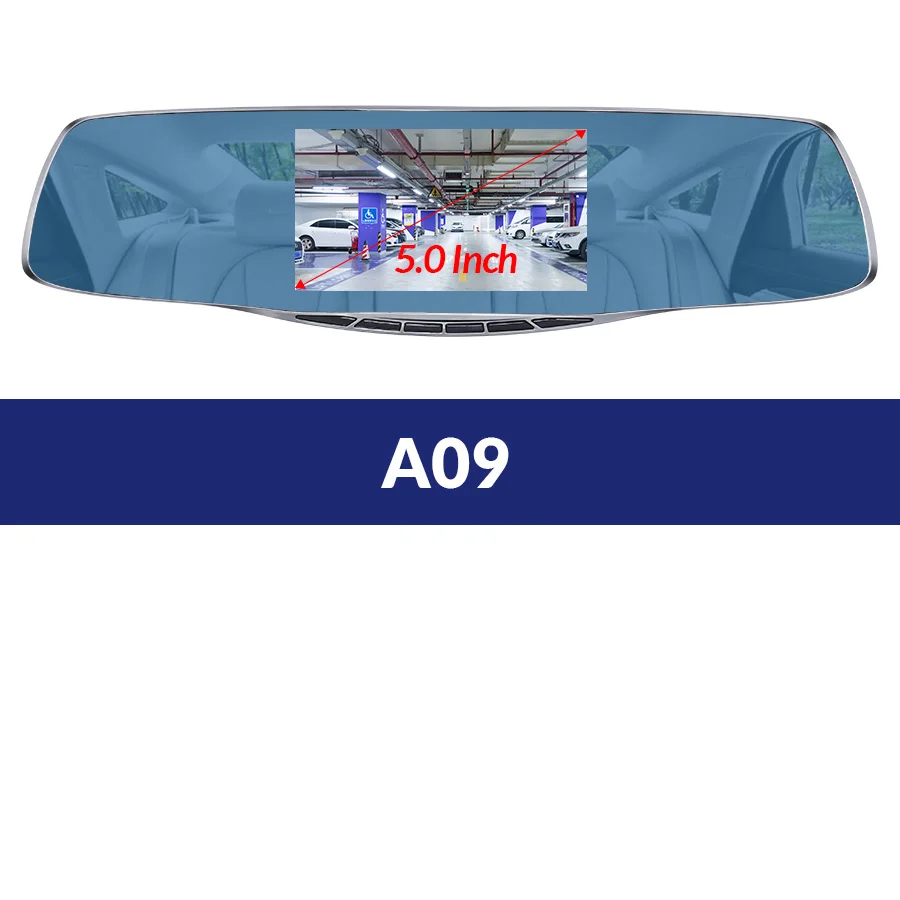 Новинка Full HD 1080P автомобильная Dvr камера Авторегистратор 5 дюймов Зеркало заднего вида Цифровой видеорегистратор Два объектива Регистратор Видеокамера - Название цвета: A09