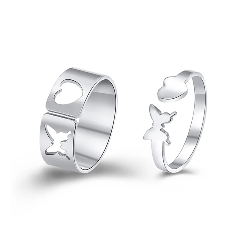 Корейские модные креативные кольца с бабочкой для женщин и мужчин набор парных