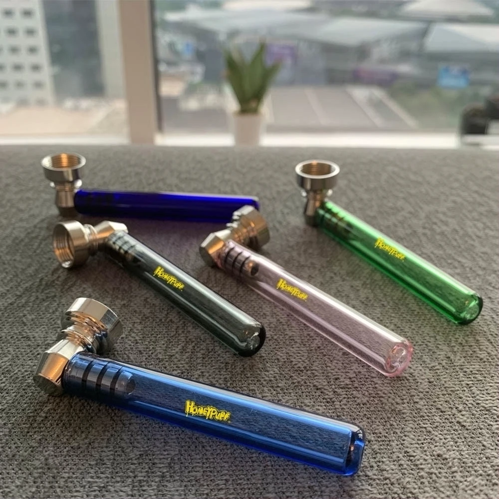 

10pc small metal pipe Glass Smoking Pipe Portable Removable Herb Tobacco Pipas Smoke Accessories cone smoking accessories
