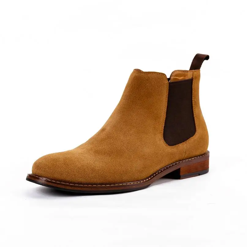 Коричневые мужские ботинки из коровьей замши Ботильоны Челси Мужская обувь