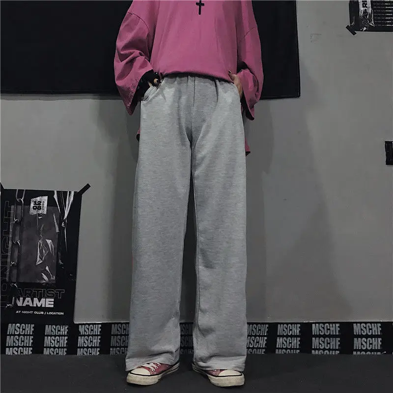 

Pants women autumn Korean version ins Harajuku style retro heart-shaped letter printing loose casual pants wide leg pants