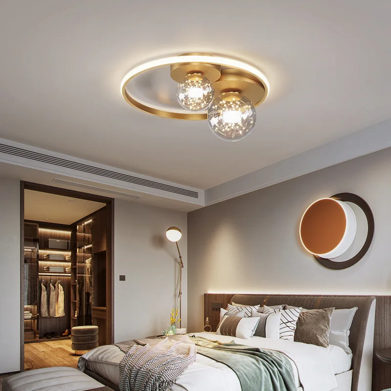 

Modern Led Ceiling Lamp with Black Round Glass Ball Chandelier Dimmable for Bedroom Living Room Kitchen Indoor Decoration