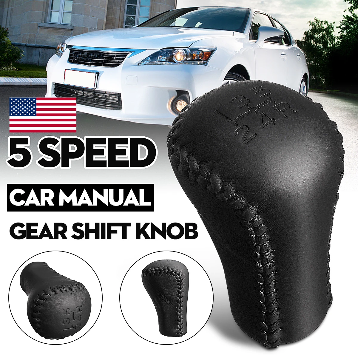 Ручка переключения передач для автомобиля 5 скоростей кожаная рукоятка стежка