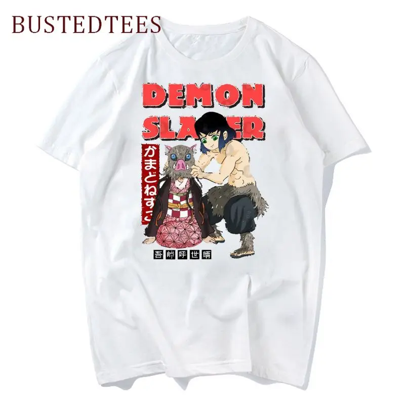 

Kimetsu No Yaiba Demon Slayer Graphic Tops Tees Men T Shirt Print Harajuku Summer Funny Short Sleeve T-shirt Anime Manga Inosuke