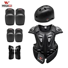 Детский мотоцикл WOSAWE, защита на все тело, Жесткий Чехол, детские костюмы для верховой езды, наколенник, налокотник, шлем, защитная нагрудная защита