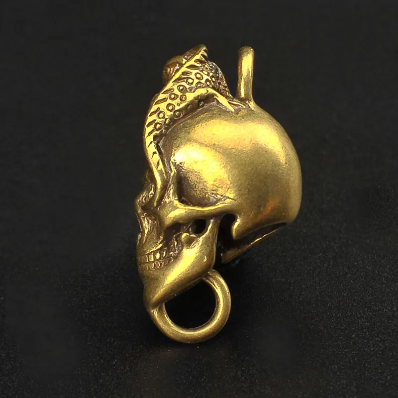 Punk Vintage Brass Skull Head Lizard Pendants Men Car Key Chain Ring Hanging Jewelry Hip Hop Keychain Pendant Keyring Decoration | Украшения