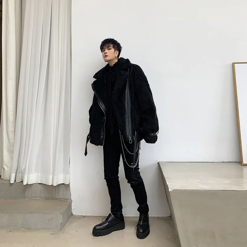 Мужская зимняя плюшевый мишка флисовое меховое пушистое пальто куртки Джемперы