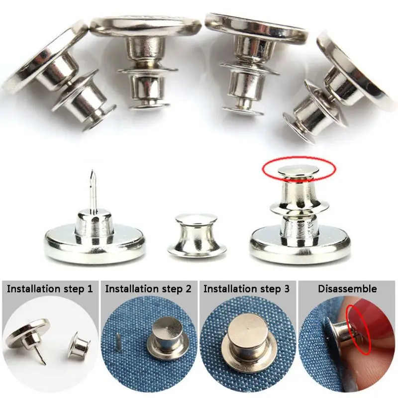 8Pcs/bag Metal Jeans Button Pants Trousers Increase Reduce Waist Buttons DIY Kit | Дом и сад