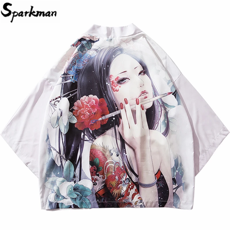Пиджак-кимоно в японском стиле Харадзюку 2019 укиё-э уличная одежда хип-хоп для