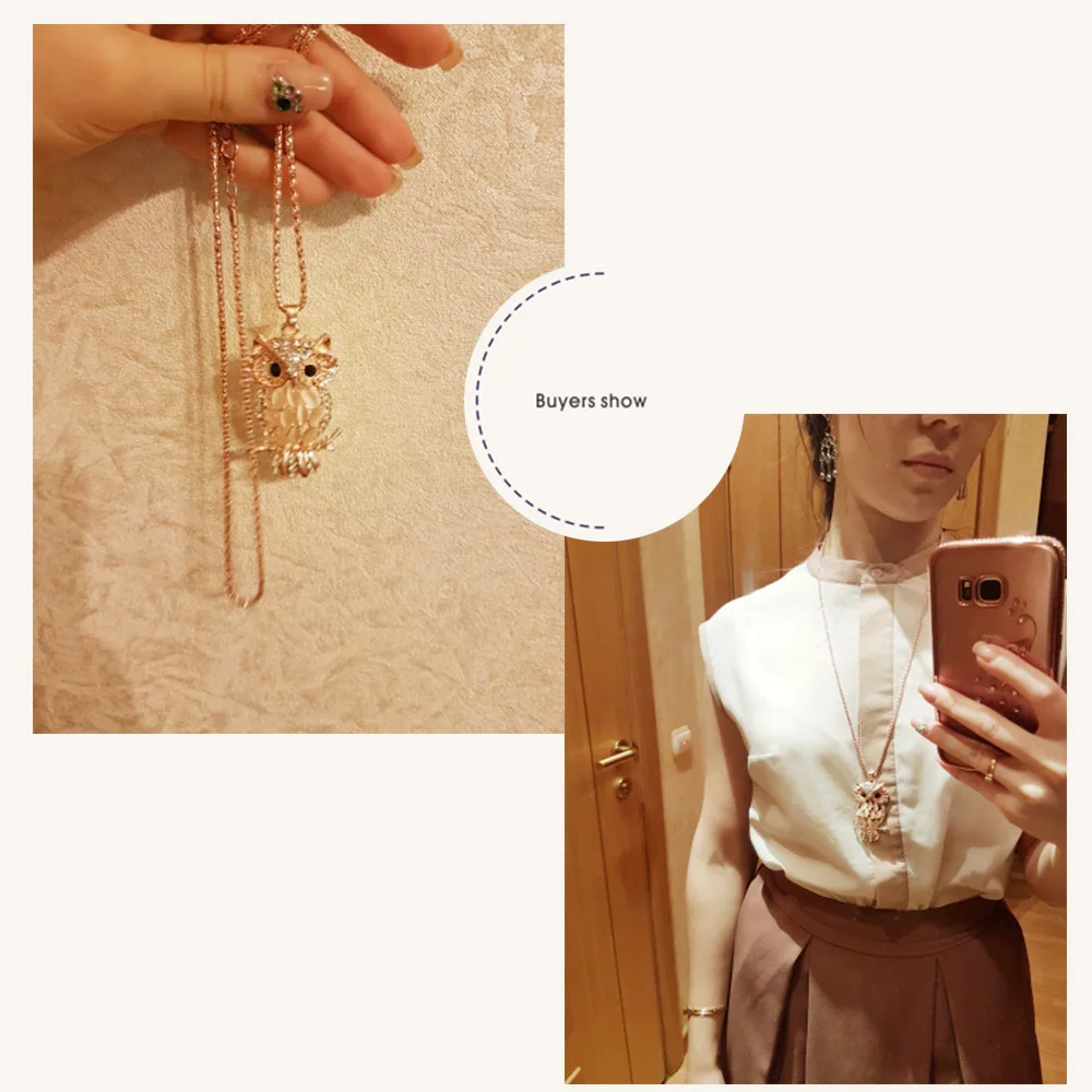 Стильный галантный сверкающий кристалл Сова очаровательное Flossy ожерелье s& Кулоны ожерелье для женщин M099