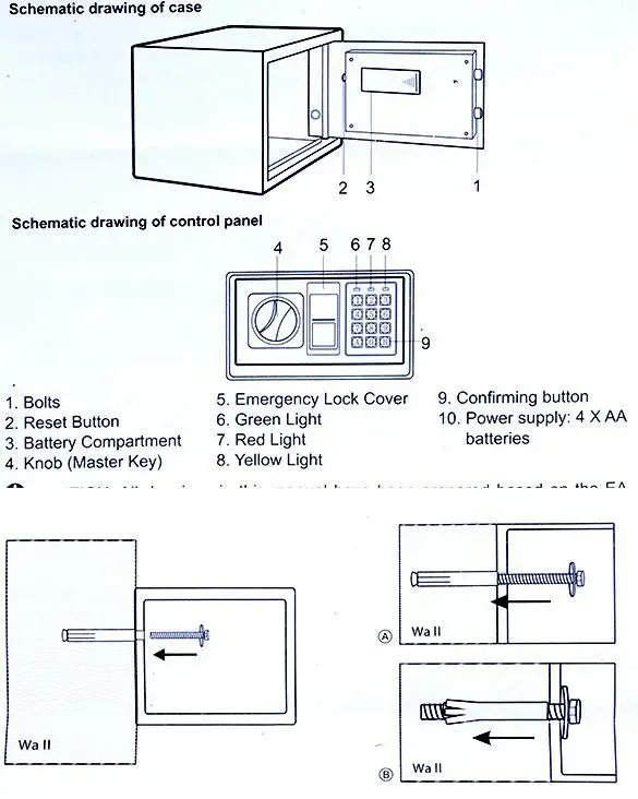 Черный Безопасный электронный цифровой замок безопасности настенный шкаф сейф