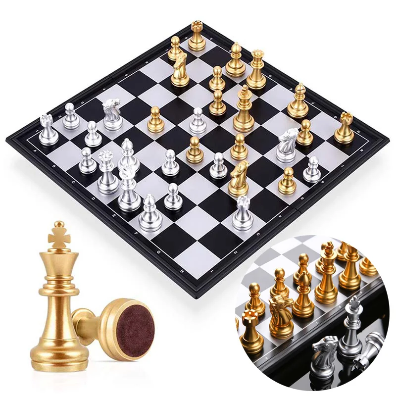 Medieval Chess Sets with Magnetic Board Gold Silver Pieces Games Figure Set | Спорт и развлечения