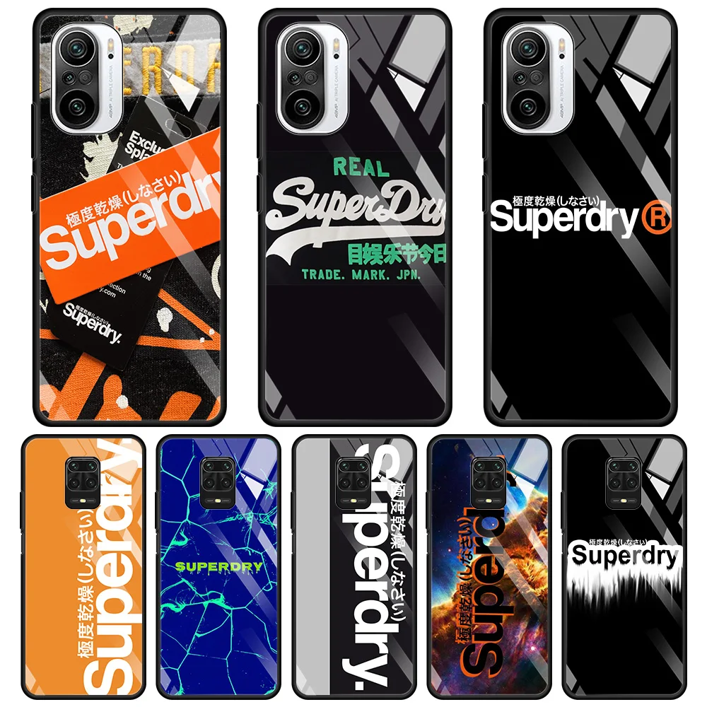 

British Street Fashion Brand superdrys Tempered Glass Shell For Xiaomi Redmi Note 9S 8 9 7 10 8T K40 K30 Pro 8T 9C 9A 8A 7 Cover