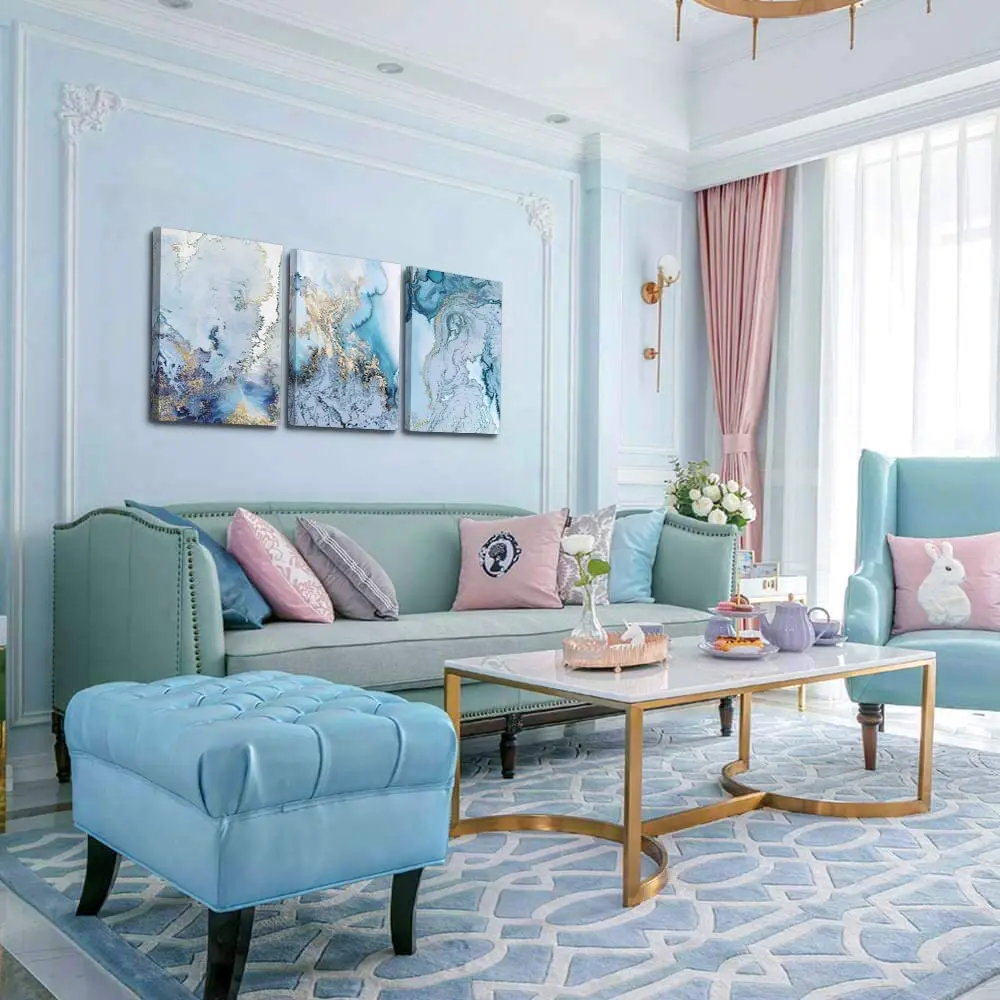 Абстрактный холст для гостиной Декор синие абстрактные Акварельные картины