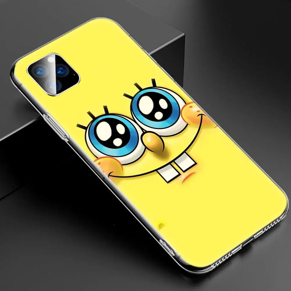 001 Милый мягкий силиконовый прозрачный чехол с губкой Бобом для Apple iPhone 11 Pro XS Max X XR 6 6s 7 8 Plus 5 5S SE Модный чехол - Color: 001